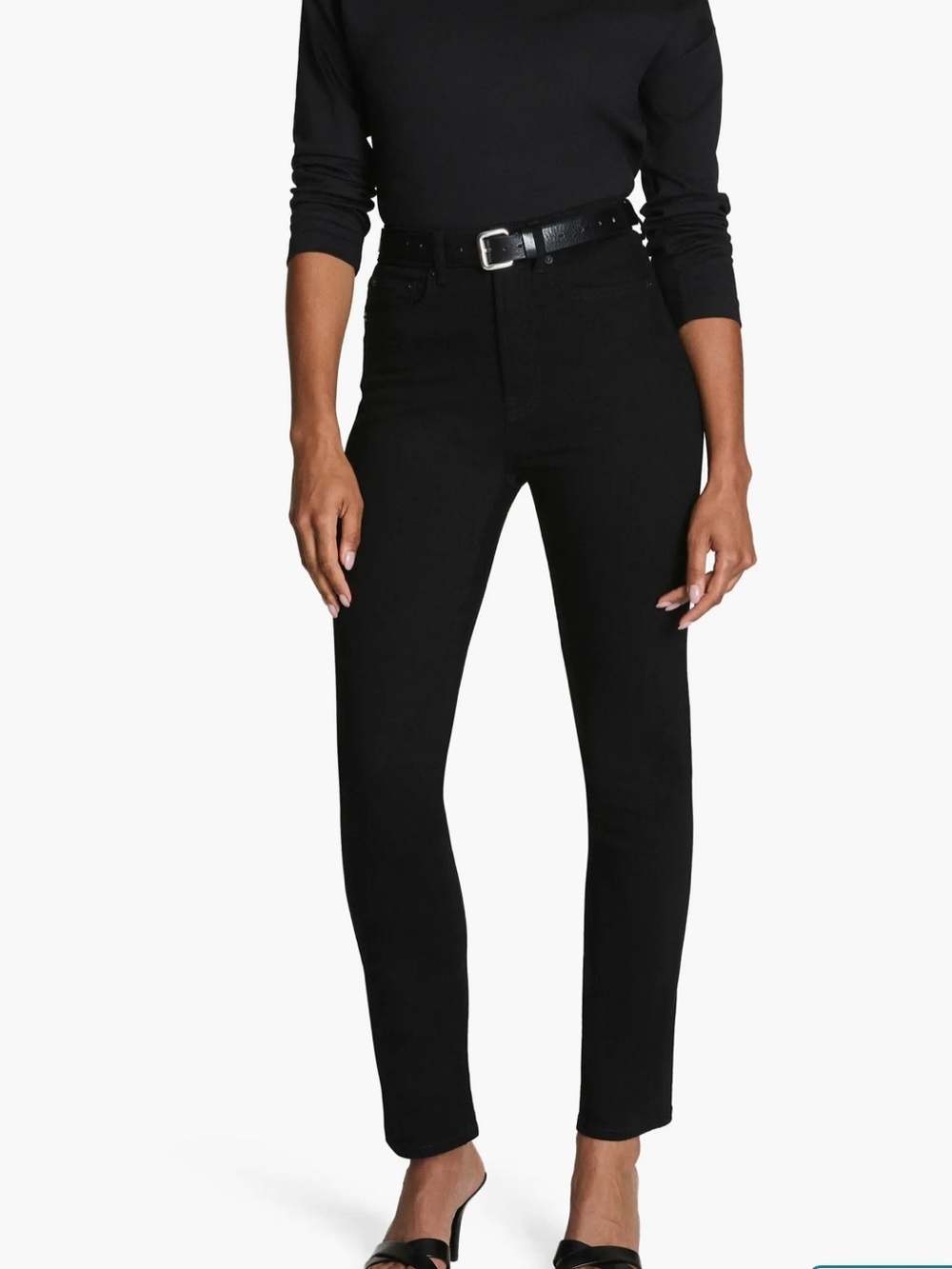 New Spanx Spanxsculpt Redefine Slim Straight Jeans Women's Sz 10 Black Eclipse